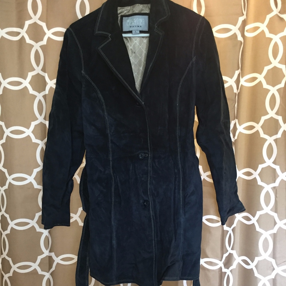 Wilsons Leather Navy Suede Maxima Coat